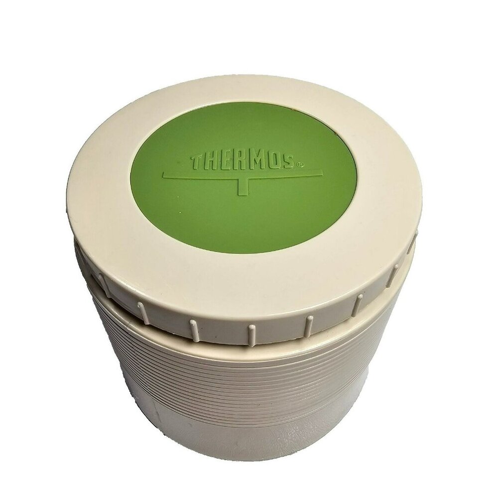 Vintage Thermos 8oz Insulated Soup Jar Container King Seeley 1155 Tan / Green - Picture 1 of 8
